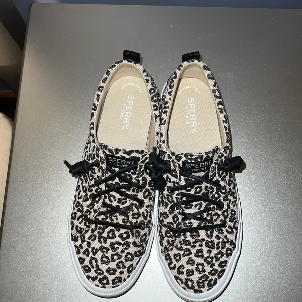 Sperry woman leopard slip ons